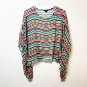 DREW | 100% Silk Rainbow Striped Poncho Top